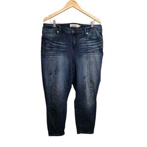 Torrid Denim Jeans Womens Size 18  Graphic Print Girlfriend Skinny Leg